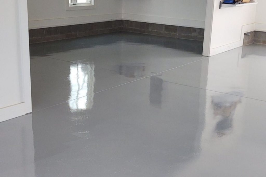 solid color epoxy flooring close up